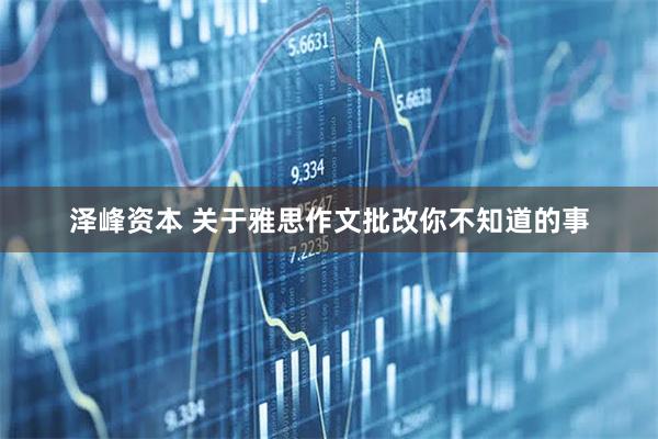 泽峰资本 关于雅思作文批改你不知道的事