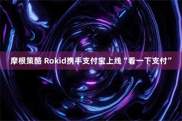摩根策酪 Rokid携手支付宝上线“看一下支付”